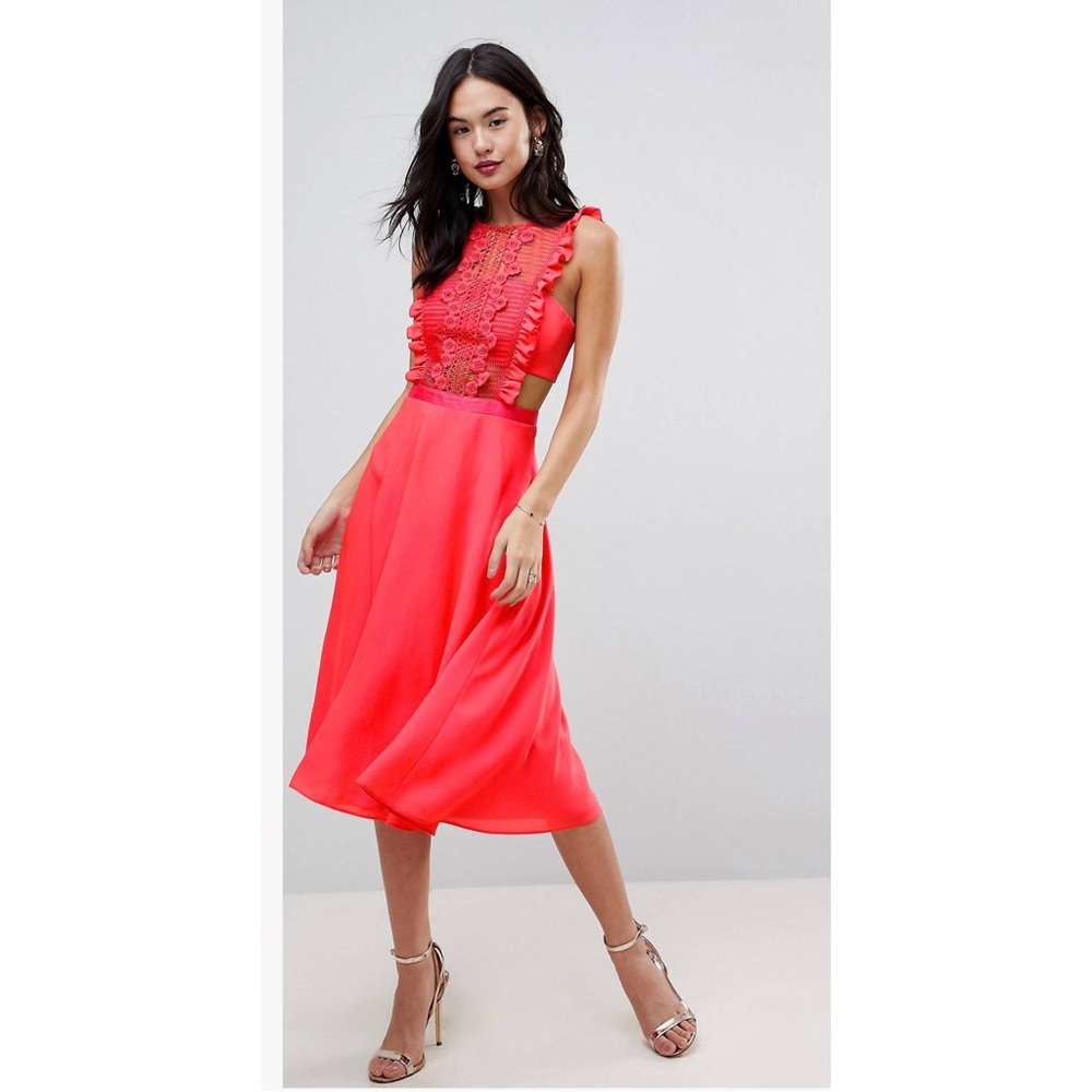 ASOS red midi dress